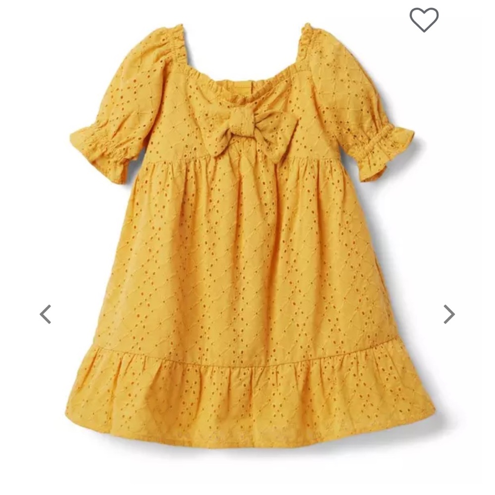 Janie And Jack Eyelet Puff Sleeve Golden Yellow Autumn Dress Girls 18-24 mo